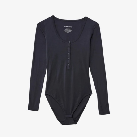 Everlane Tops - Everlane The Henley Black Bodysuit
